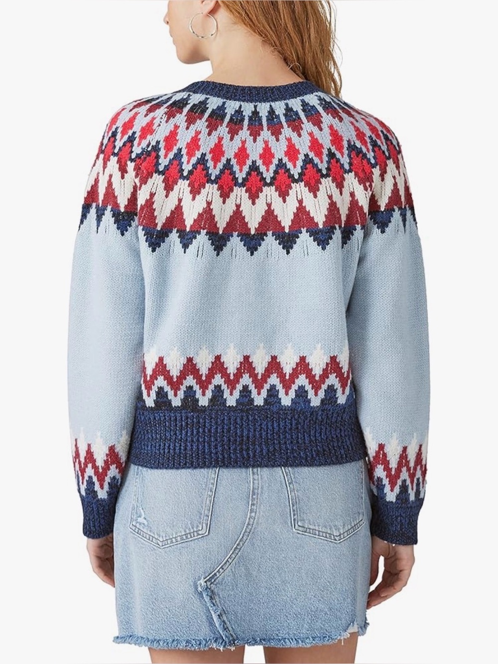 Lucky Brand Fair Isle Knit Button Front Cardigan Sweater Large - Picture 4 of 16